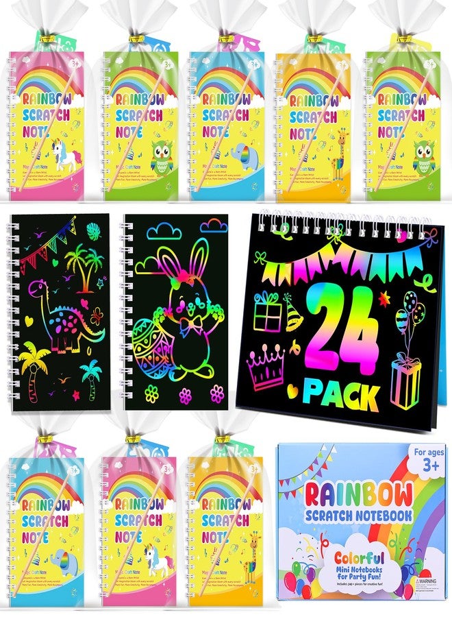 Elover Scratch Art Party Favors for Kids 24 Pack Rainbow Scratch Notebooks Birthday Goodie Bag Stuffers Classroom Prizes Bulk Craft Supplies Return Gifts for Girls & Boys Ages 3-12 Kids Christmas Gifts - Image 1